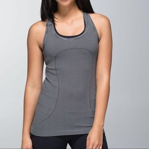 Lululemon Swiftly Tech Black White Striped Tank